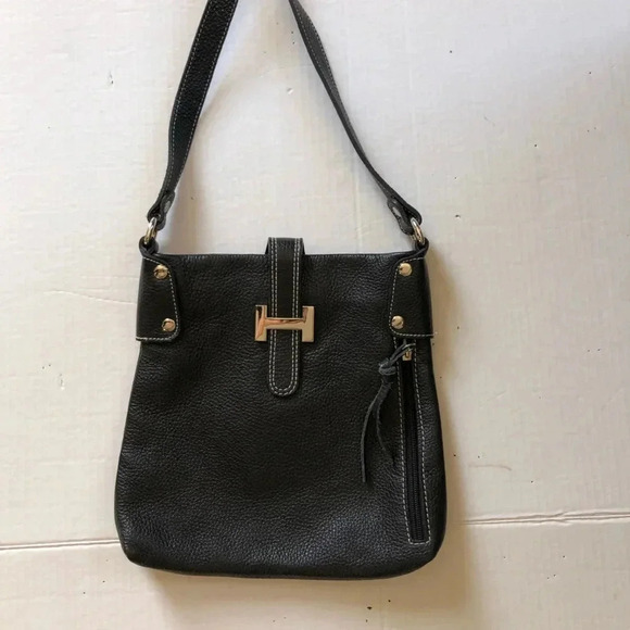 Vera Pelle Black Pebbled Leather  Crossbody - Picture 4 of 15